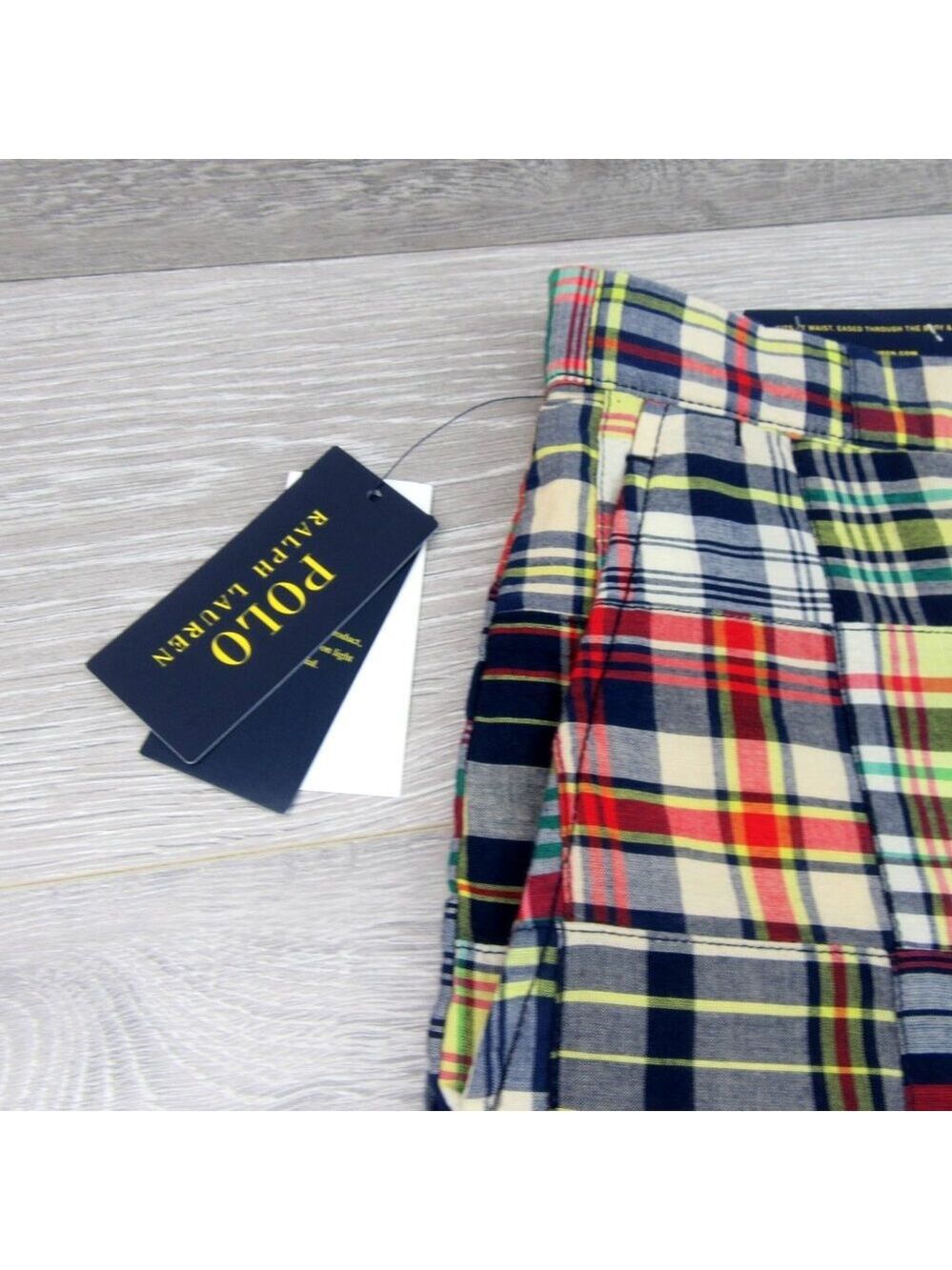 Polo Ralph Lauren Patchwork Madras Chino Shorts Classic Fit 9" Men's Size 30 NEW - Picture 5 of 15